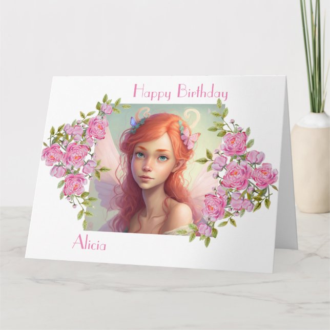Beautiful Red Head Fairy girl.     Card (Front)