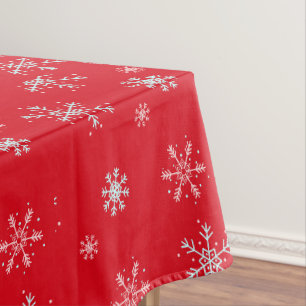 Beautiful Red illustrative snowflake Red Backgroun Tablecloth