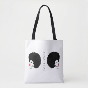 Beautiful Red Lip Afro tote bag