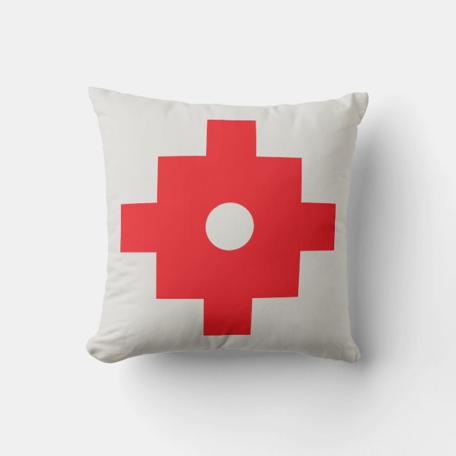 Beautiful Red Machu Picchu Inka Design Throw Pillow (Front)