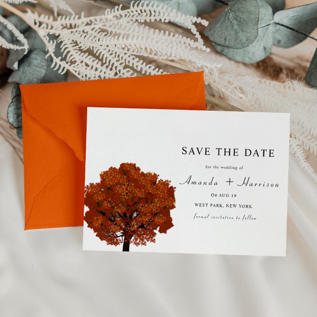  BEAUTIFUL Red Maple tree Save the Date Template (Creator Uploaded)
