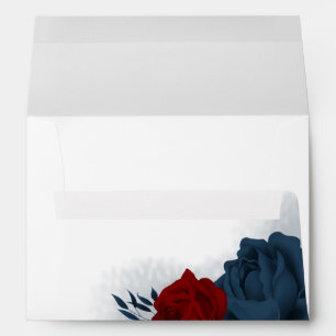 Beautiful red navy blue flowers wedding envelope