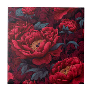 Beautiful Red Peonies Tiles  For Backsplash