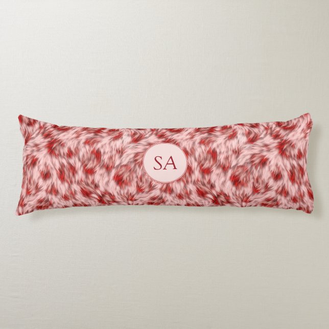 Beautiful Red & Pink Monogramed Body Pillow (Front)
