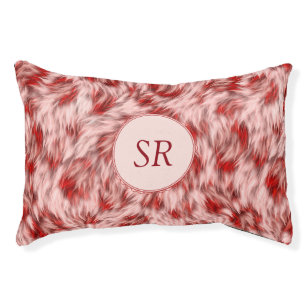 Beautiful Red & Pink Monogramed Pet Bed
