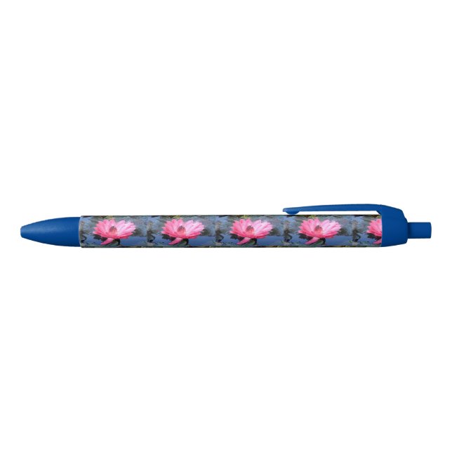Beautiful Red Pink Purple Water Lily Writing Black Ink Pen (Top)