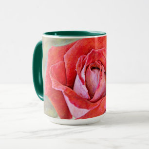 Beautiful Red Pink Rose Flower Art Mug Cup