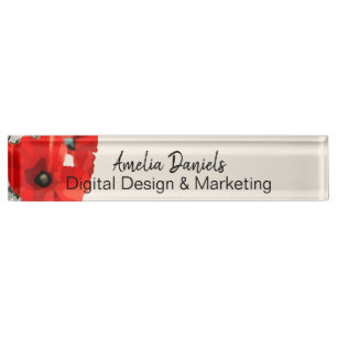 Beautiful Red Poppy Nameplate