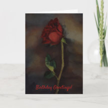 Beautiful Red Rose Artsy Birthday Card