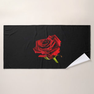Beautiful red rose bath towel set