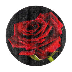Beautiful red rose cutting board
