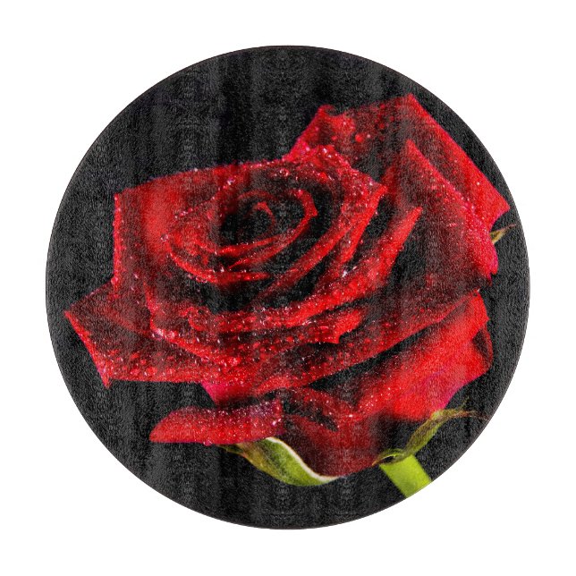 Beautiful red rose cutting board (Front)