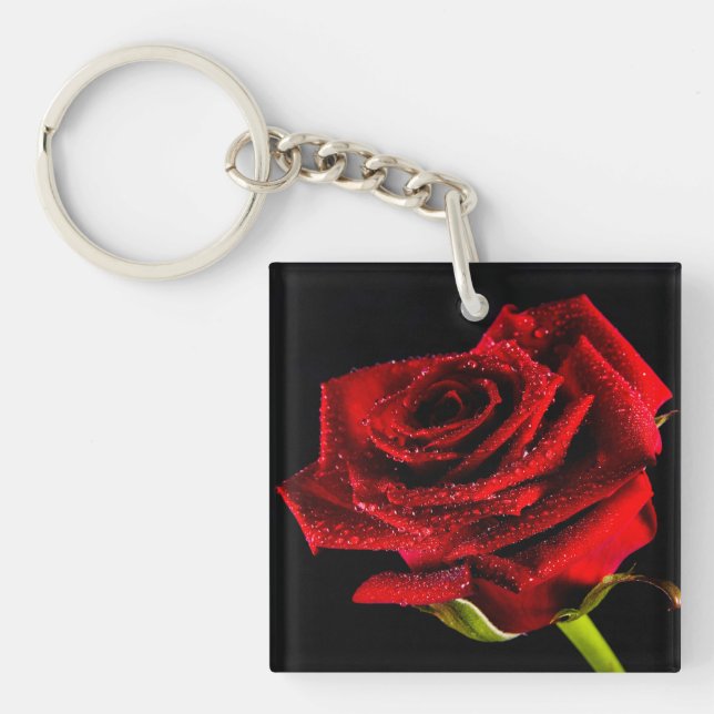 Beautiful red rose keychain (Front)