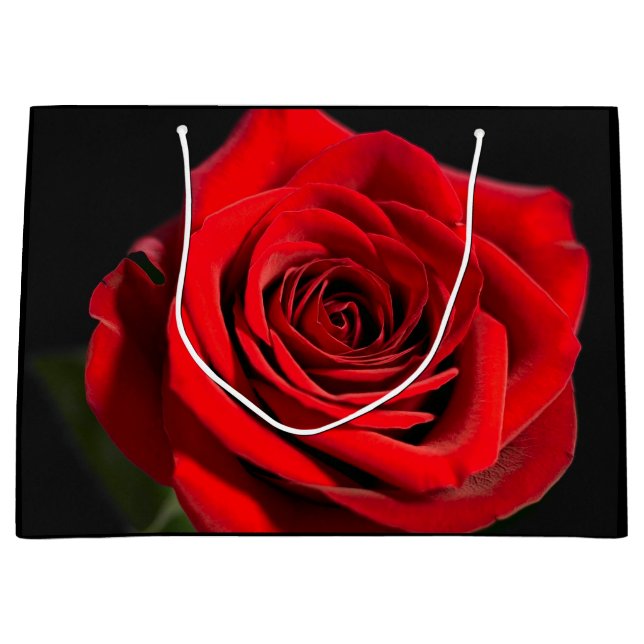 Beautiful red rose large gift bag (Front)