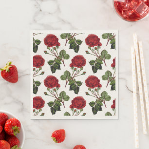 Beautiful Red Rose Pattern Napkin