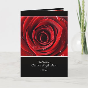 Beautiful Red Rose Wedding Card Invite -Black
