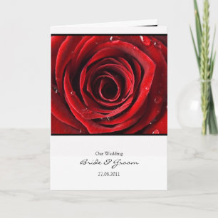 Beautiful Red Rose Wedding Card Invite -White