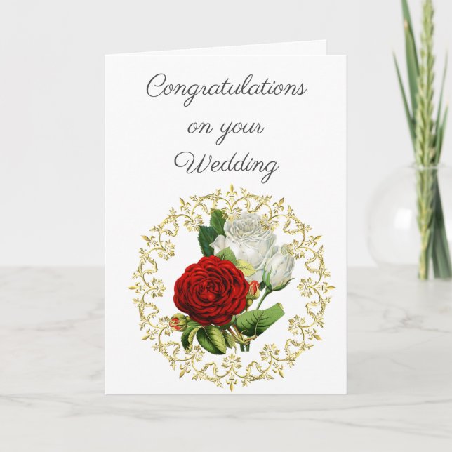 Beautiful Red Rose / Wedding Congratulations  Card (Front)
