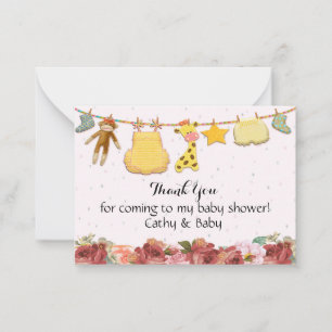 Beautiful Red Roses Baby Shower Thank You Card