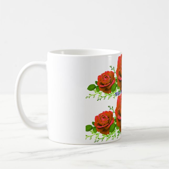 Beautiful Red Roses Bouquet Photography | Romantic Coffee Mug (Left)