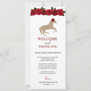 Beautiful Red Roses Bridal Shower Thank You Card 