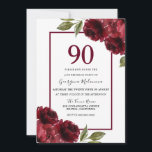 Beautiful Red Roses Elegant 90th Birthday Party Invitation<br><div class="desc">Beautiful Red Roses Elegant 90th Birthday Party Invitation

See matching collection in Niche and Nest Store</div>