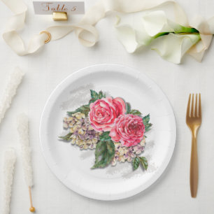 Beautiful Red Roses Paper Plate