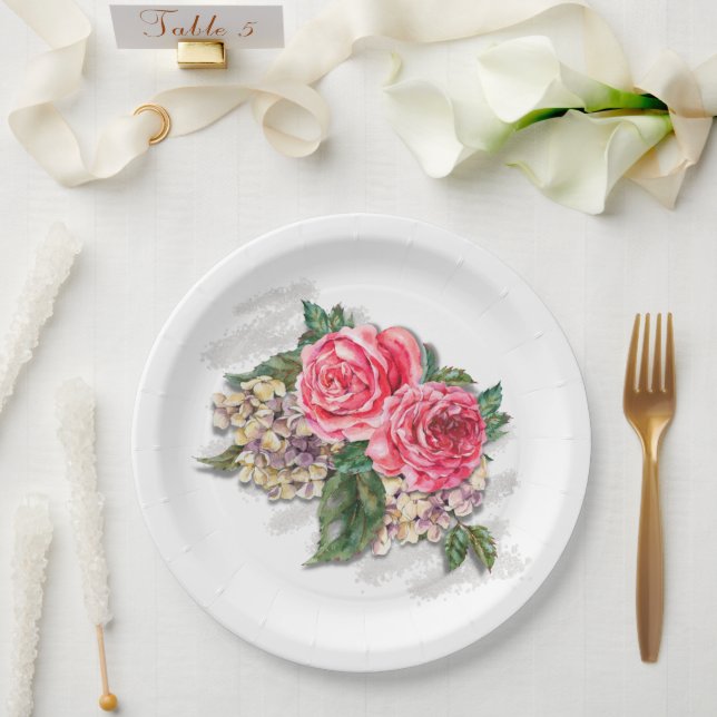 Beautiful Red Roses Paper Plate (Wedding)