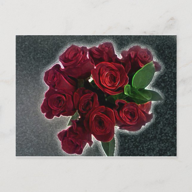 BEAUTIFUL RED ROSES POSTCARD (Front)