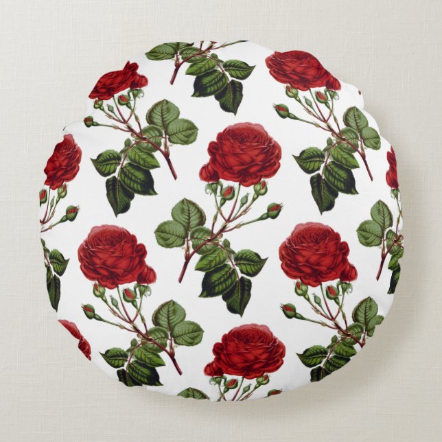Beautiful Red Roses Round Pillow (Front)