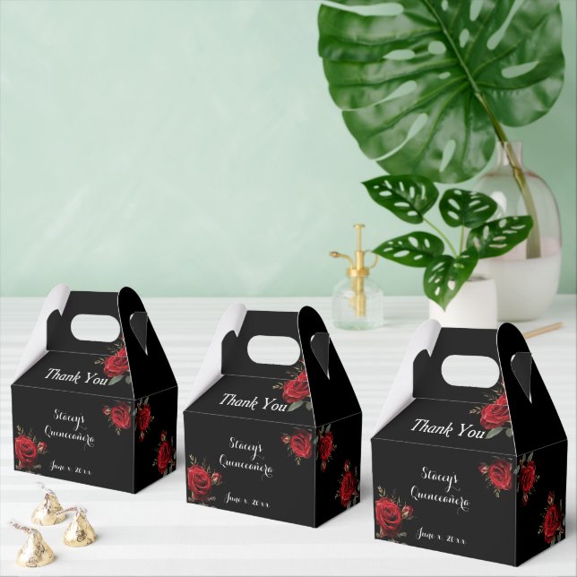 Beautiful Red Roses Thank You, Favor Box (Multiple)