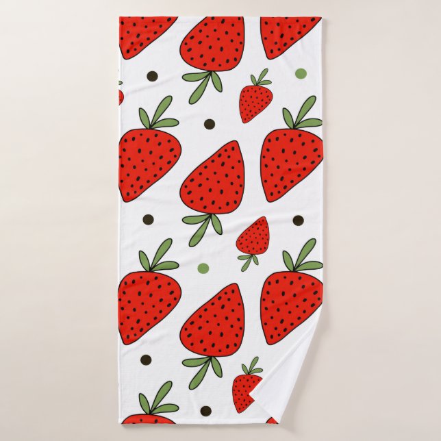 Beautiful red strawberries seamless pattern bath towel (Bath Towel)