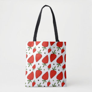 Beautiful red strawberries seamless pattern tote bag