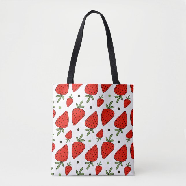 Beautiful red strawberries seamless pattern tote bag (Front)