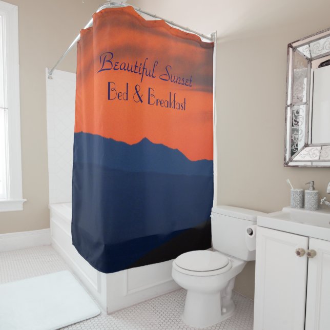 Beautiful Red Sunset Personalized Shower Curtain (In Situ)