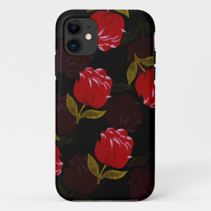 Beautiful Red translucent roses embroidery pattern iPhone 11 Case