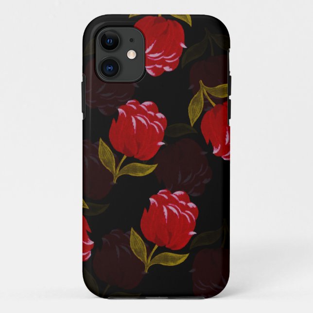 Beautiful Red translucent roses embroidery pattern Case-Mate iPhone Case (Back)