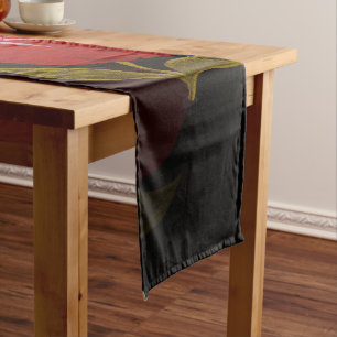 Beautiful Red translucent roses embroidery pattern Long Table Runner