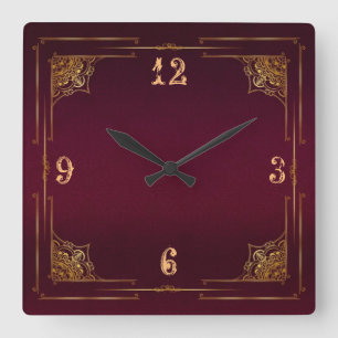 Beautiful Red Vintage Square Wall Clock