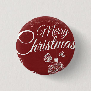 Beautiful Red Wallpaper with Christmas Decorations 1 Inch Round Button