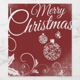 Beautiful Red Wallpaper with Christmas Decorations Wine Label