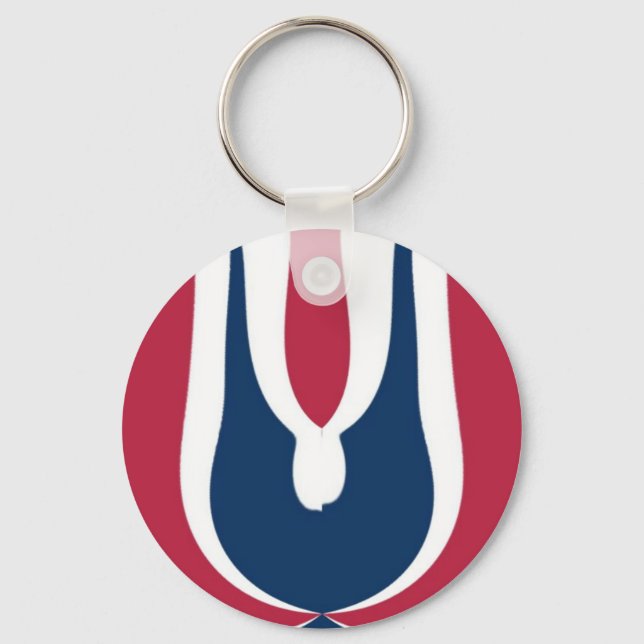 Beautiful Red, White, Blue Texture Colour Abstract Keychain (Front)