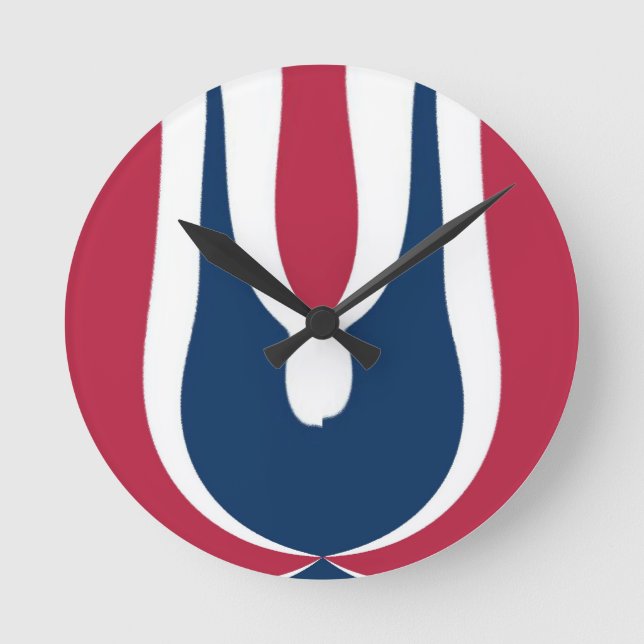 Beautiful Red, White, Blue Texture Colour Abstract Round Clock (Front)