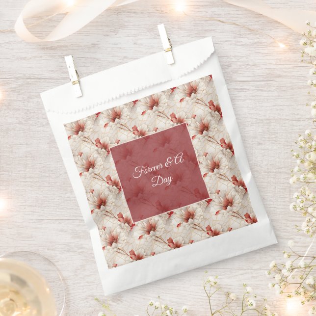 Beautiful Red White Floral Favour Bag (Clipped)