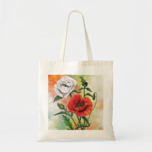 Beautiful Red White Poppies Tote Bag