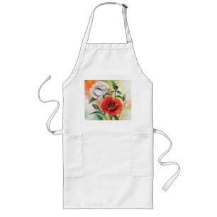 Beautiful Red White Poppy Apron