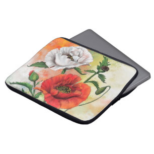 Beautiful Red White Poppy Laptop Sleeve