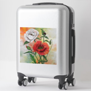 Beautiful Red White Poppy Sticker