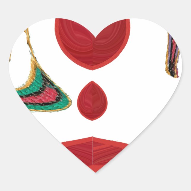 Beautiful Red, White, Purple, Green Texture Colour Heart Sticker (Front)