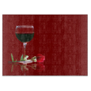 Beautiful Red Wine & Rose Customizable Cutting Board